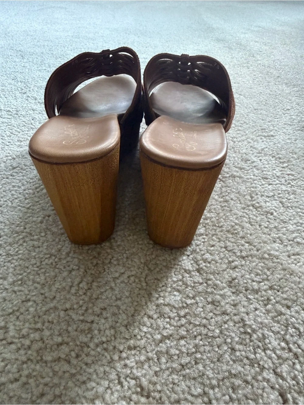 Seychelles Brown Woven Suede Slide Wedges